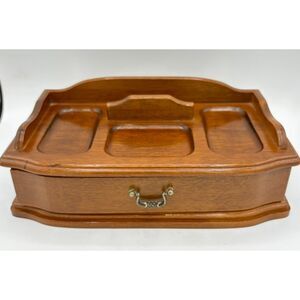 Vintage 70s Wood Dresser Valet Jewelry Box Storage Single Drawer